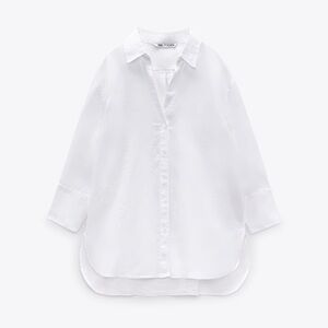 White Zara Linen Button Up
